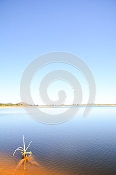 red polluted lake