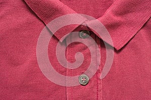 Red polo shirt texture, cotton fabric. Textile background