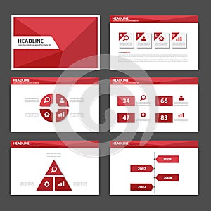 Red polygon multipurpose infographic presentation Brochure flyer leaflet website template flat design