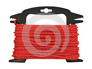 Red polypropylene rope on a plastic winder