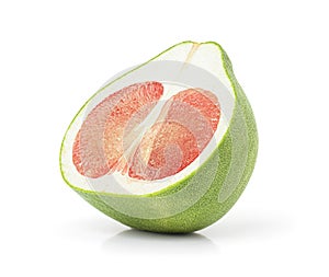 Red pomelo pulp isolated on white background with clipping path, Thailand Siam ruby pomelo fruit