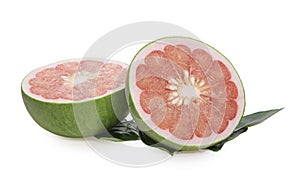 Red Pomelo with slice isolated on white background