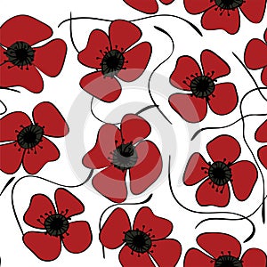 Red poppies Easily editable vector image abstract vector eps 10 handmade