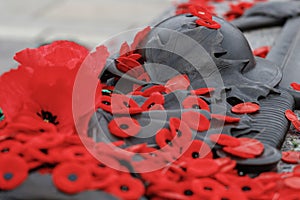 Red poppies on Tomb Of The Unknown Soldier in Ottawa, Canada on Remembrance Day.