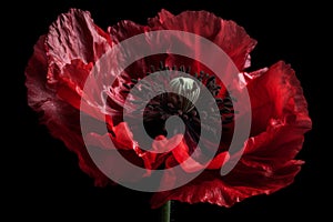 Red poppy flower closeup. Generate Ai