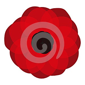 Red poppy flower. Vector poppy pin icon