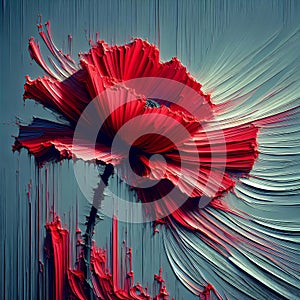 Red Poppy With Textured Paint Strokes