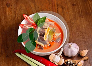 Red pork coconut curry : Delicious and famous Thailand food