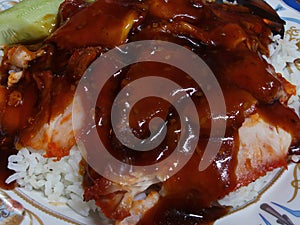 Red pork with rice