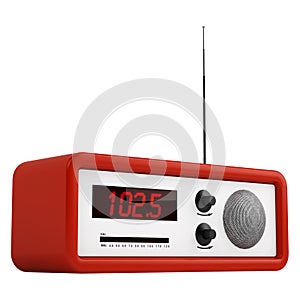 Red portable transistor radio photo