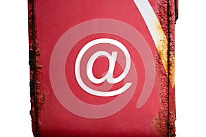 CITES symbol on red post box have the rust on white background photo