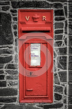 Red Post Box In Wall