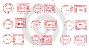Red post stamps background