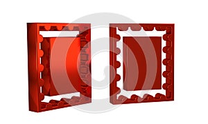 Red Postal stamp icon isolated on transparent background.