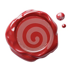 Red postal wax seal with clipping path included