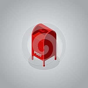 Red postbox isometric flat design