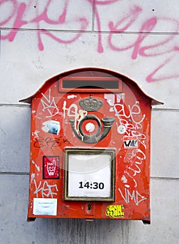 Red postbox in the street