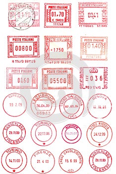 Red postmarks background