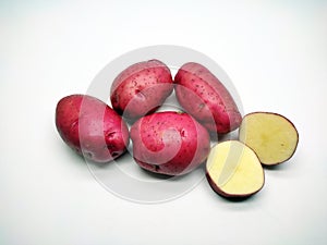 Red potato, isolated on white background