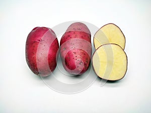 Red potato, isolated on white background