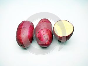 Red potato, isolated on white background