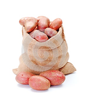 Red potatoes in sack