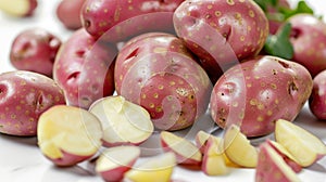 Red Potatoes on White Background