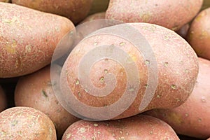 red potatos background, close up