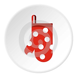 Red potholder with white polka dots icon