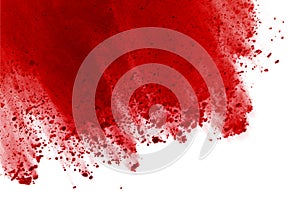 Red powder explosion isolated on white background