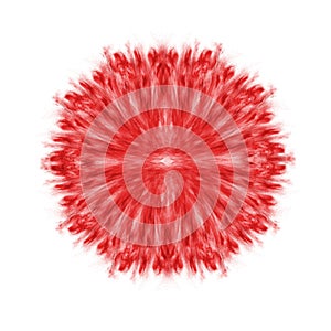 Red powder splash, symmetrical round pattern.