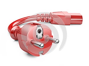 Red power plug and electric cable