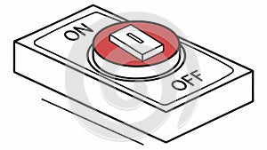 Red Power Switch Button Icon, ON OFF Control Interface, vector design Generative AI