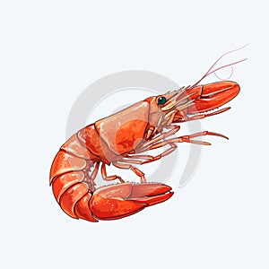 Fresh Seafood Red Prawn Vector Illustration photo