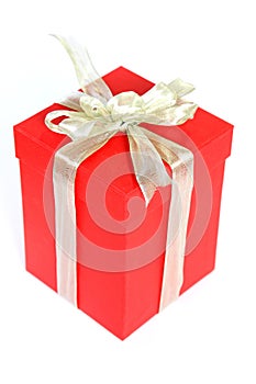 Red present box on isolated background