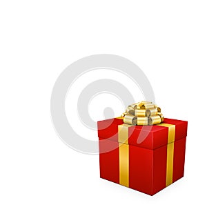 Red Present with Golden Ribbon in Squarish Format photo
