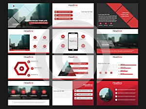 Red Presentation templates elements on a white background. Vector infographics. Use in Presentation, flyer and leaflet,