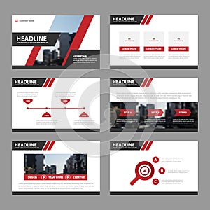 Red presentation templates Infographic elements flat design set for brochure flyer leaflet marketing advertising