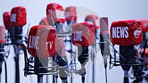 The red press microphones. AI generated