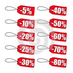 Red Pricetags - Vector Illustrations - Isolated On White Background