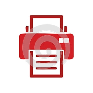 Red Printer Illustration Document Printing Machine Office Equipment