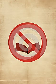 Red prohibition sign over a book, symbolic of the imperative to respect authors' rights and original works photo