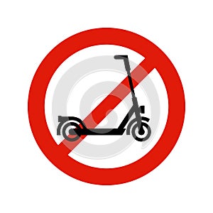 Red prohibition sign scooter