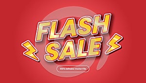Red promotion title text style font effect vector. Editable flash sale text style