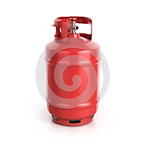 Red propane cylinder with compressed gas