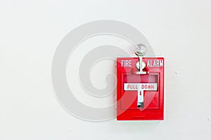 Red pull down fire alarm switch