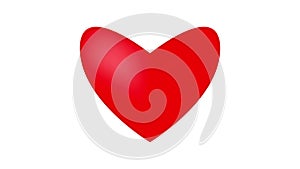 Red pulsing, beating heart on white. Symbolizes Love, infatuation or heart health.