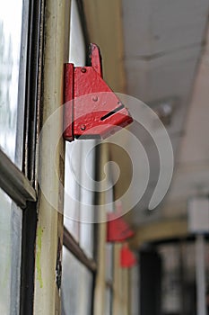 Red punch for paper tickets in a tram