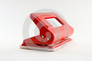 Red puncher on white background isolated.
