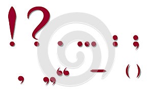 Red punctuation marks. Vector illustration